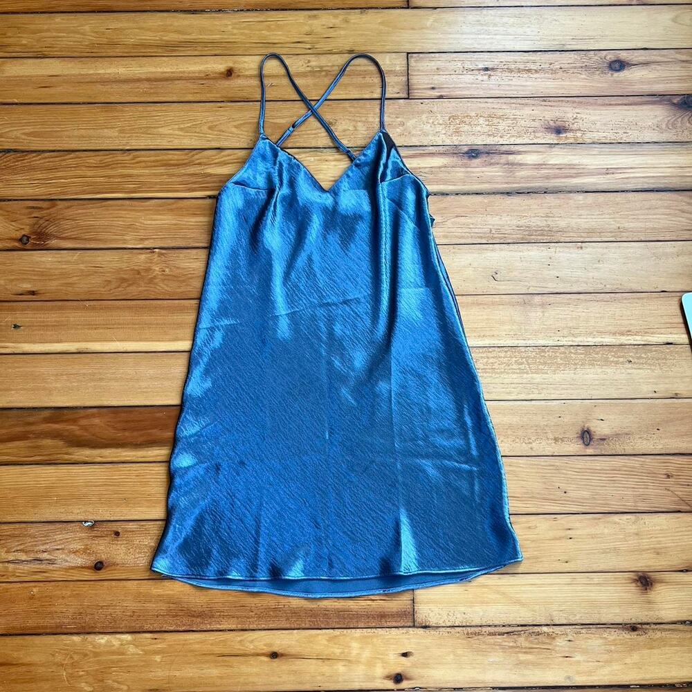 Victoria’s Secret silky satin slip dress gray blue Small